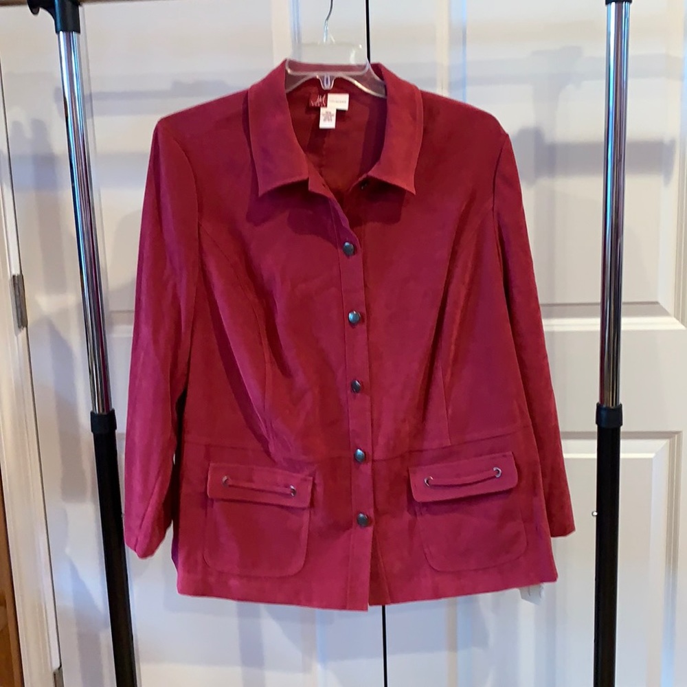 JM Collection Women Pomegranate Velvet Blazer NWT